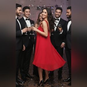 Elegant Red One-Shoulder Dress